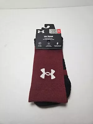 UA Team Cushioned Crew Socks Maroon #1367820-625 Womens 6-10 Mens 7-8.5 New • $13.99