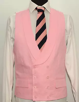 New Vestige London Double Breasted Linen Morning Wedding Waistcoat Xl 44'' • £59