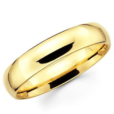 14K Solid Yellow Gold 5mm Comfort Fit Men's And Women's Wedding Band Ring • $177