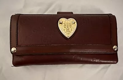 Gucci Guccissima Embossed Leather Long Continental Wallet Brown Mahogany Heart • $24.99