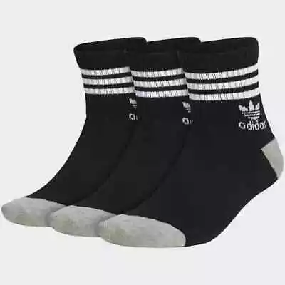 3 Pair Adidas Quarter Length Socks Men's Shoe Size 6-12 Black L12 MP • $21.99