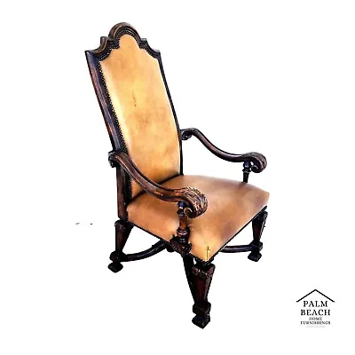 Leather Throne Armchair By THEODORE ALEXANDER • $995