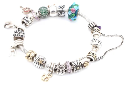 $8.20 • Buy Contemporary Pandora Sterling Moments Bracelet With Various Charms Nr #jb412-1