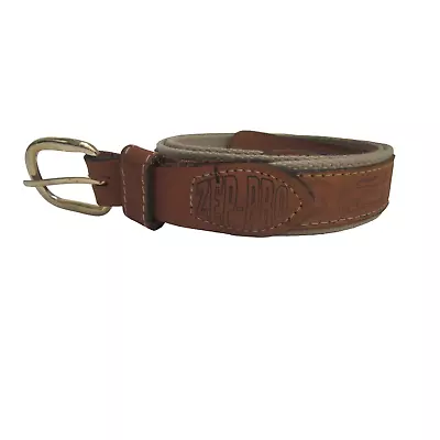 ZEP PRO Men Leather & Canvas Embroidered Fish Belt W/ Tooled Boat Scene Sz 38 • $18.75