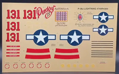 Revell | No. 4749 | 1:32 P-38J Lightning Decals • $12