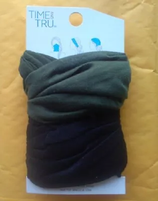 New Black & Olive 2pk Multi Use Scarf Time And Tru Head Hair Wrap Band Accessory • $5