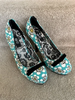 £13.99 • Buy IRON FIST BLUE/GREEN SKULL STILETTO SHOES - Size 3