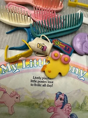 Vintage G1 MY LITTLE PONY Accessory PARTS LOT Brush Comb Sippy Cup Duck Glasses • $25