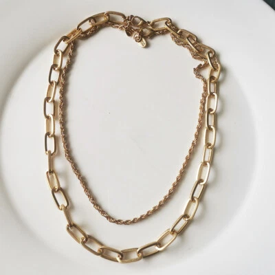 $10.25 • Buy New 2pcs 18 /20  Zara Chain Necklace Gift Vintage Women Party Holiday Jewelry