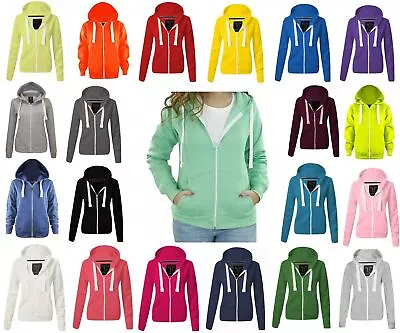 Women Hooded Zip Up Fleece Pull On Jumper Sweater Tank Top • £11.99