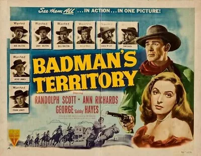 Badman's Territory Starring Randolph Scott Ann Richards Ray Collins • £3.50