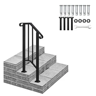 Iron Handrail Railing For Stairs 1-2 Steps Handrail For Garden Outdoor Step UK • £37.58