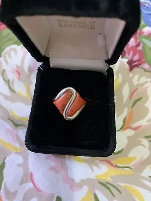 Jay King Ring Rare Red Coral Sterling Silver Sz-8 • $59