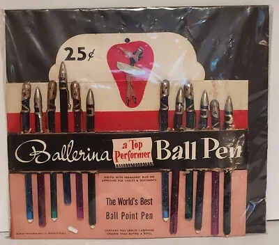 1950s Vintage Ballerina Ball Point Pen Store Display Card • $45