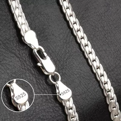 Vintage Thick Box Chain Necklace Solid 925 STERLING SILVER Jewelry Women Fashion • $6.39