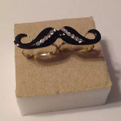 Gold Tone Adjustable Costume Double Ring Mustache • $8