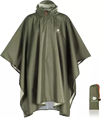 Waterproof Rain Poncho Lightweight Reusable Hiking Hooded Coat Jacket For Outdoo • $18.79