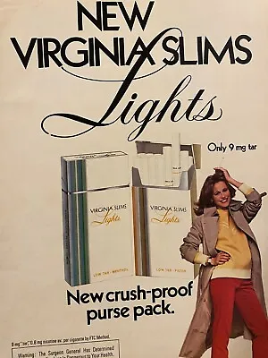 Virginia Slims Cigarettes Full Page Vintage Print Ad • $1.99