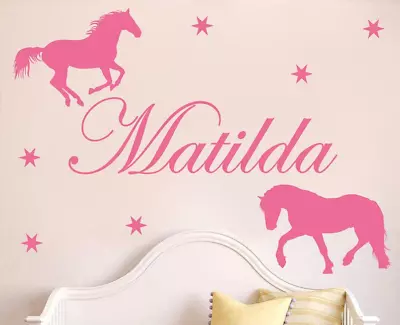 £10.18 • Buy Horse Stars Wall Sticker Personalised Any Name Girls  Boys STARS  DECAL DECOR