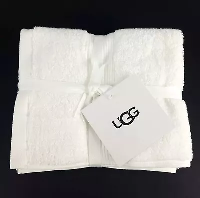 Set Of 2 UGG Martis Organic Hand Towels 100% Organic Cotton White 16x28  New • $27.99