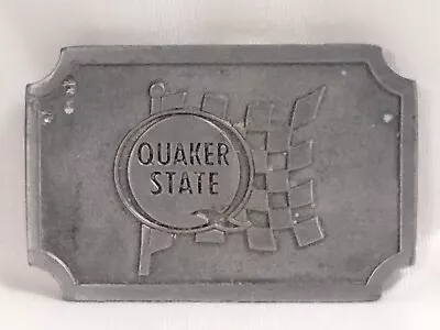 Vintage Quaker State Oil Belt Buckle Hit Line Pewter? Gas & Oil Advertising  • $10