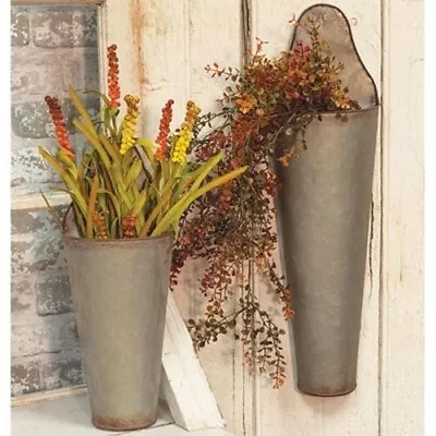 2/Set Vintage Style Galvanized Cone Buckets • $31.95