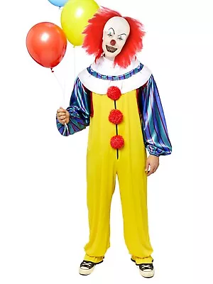 Mens Pennywise The Clown Adults Fancy Dress Classic IT Costume Circus Halloween • £53.99