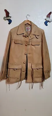 Men's Marlboro Vintage Western Leather Fringe Jacket By Pioneer Wear Size 40 • $299.99