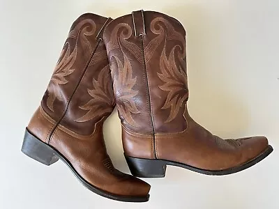 SANTA FE Western Cowboy Brown Leather Boots Mens Size 11 EW • $69