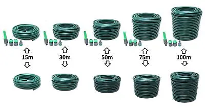 Reinforced Garden Hosepipe 15m 30m 50m 75m 100m Hose Reel Pipe Water Tough Path • £2.45