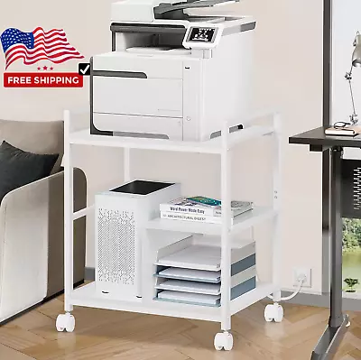 Printer Stand With Charging Station And USB Ports Large 3-Tier Mobile Printer T • $142.49