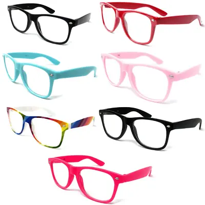 KIDS Novelty CLEAR LENS Glasses Frames Boys Girls Fancy Dress Geek Nerd Party UK • £3.39