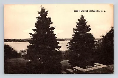 Metuchen New Jersey Birds Eye View Black White Lake Plains Vintage Postcard • $3