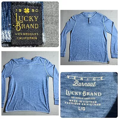 Lucky Brand Henley Shirt Mens Large Venice Burnout Long Sleeve • $20.99