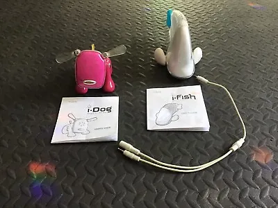 Vintage  Lot 2 Hasbro Sega Speakers I-Fish&I-Dog 2 ManualsConnect Cord TESTED • $168