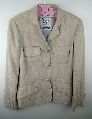 VINTAGE 90'S MOSCHINO CHEAP CHIC Beige Sz 6 Seashell Buttons Blazer Jacket  • $199.99