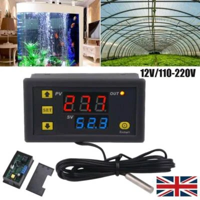 £6.09 • Buy Digital Temperature Controller Switch Probe Thermostat Control 12V/110-220V UK