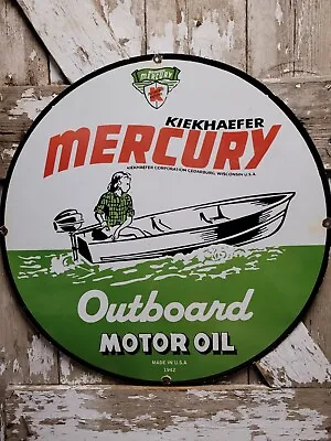 Vintage 1942 Mercury Porcelain Sign 30  Gas Outboard Boat Motor Marine Company • $630.28