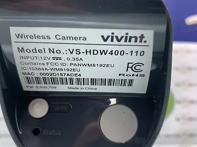 VIVINT VS-HDW400-110 Wireless Wide Angle Night Vision Waterproof Only Camera  • $45.54