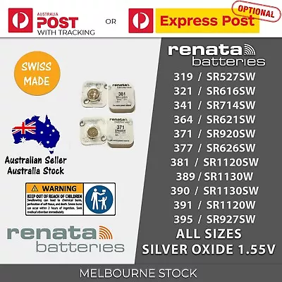 RENATA Watch Battery All Size 319 321 341 364 371 377 381 390 SWISS MADE • $17.95