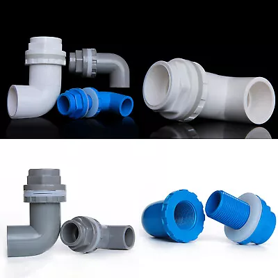 £1.44 • Buy PVC Elbow 90° Pipe Fittings ID 20mm~50mm Tank Connector Bulkhead For Aquarium