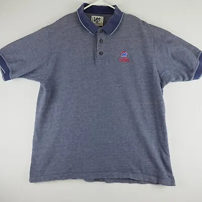 Vtg Lee Sport Chicago Cubs Polo Mens XL Blue Embroidered Short Sleeve MLB Flaw • $10.39
