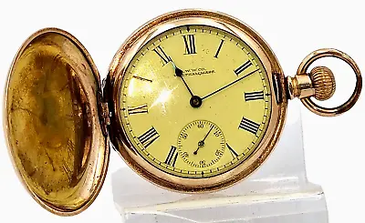 Waltham USA Gold Plated Full Hunter Pocket Watch 5cm Diam Circa 1902 Az02 • £99.99
