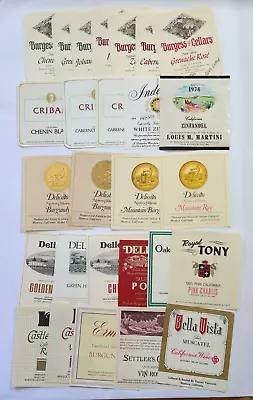 VTG Lot Of 27 California Wine Labels Burgess Cellars Cribari Castle Creek Etc • $19