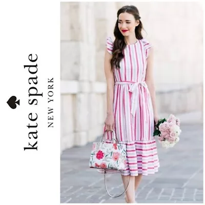 Kate Spade New York - Stripe Poplin Midi Dress - Size US 6 - NEW WITH TAGS • $469