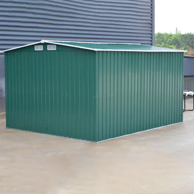 Outdoor Storage Metal Garden Shed 10 X 8 Apex Roof Bike Tool House Base Included • £389.95