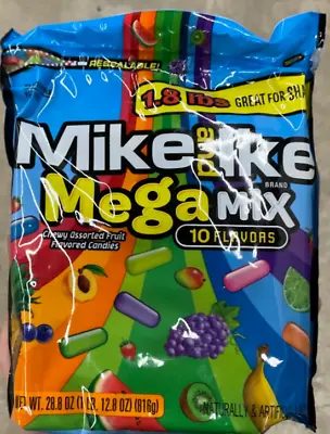 Mike And Ike MEGA MIX 10 Flav Chewy Candy 28.8 Oz Candies Resealable Bag 1.8 Lbs • $17.77