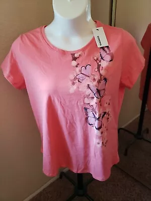 Women's NWT SONOMA Goods For Life Size XXL Coral Butterflies Scoop Neck  • $14