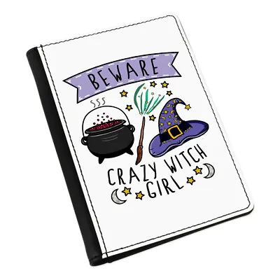 £16.99 • Buy Beware Crazy Witch Girl Passport Holder Cover Case Funny Joke Magical Spell