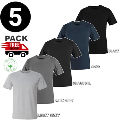 Mens Plain Colour T-Shirts Multipack 5 Pack 100% Cotton Blank Short Sleeve New • £12.99